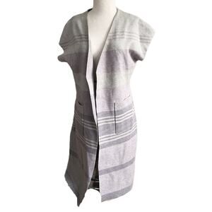 Sioni Gray Striped Sleeveless Cardigan Rayon Blend Sweater M